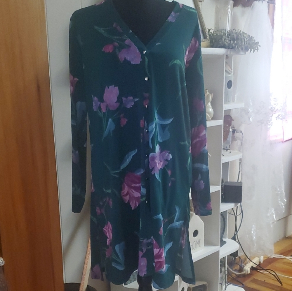 Susan Graver Green Floral Dress